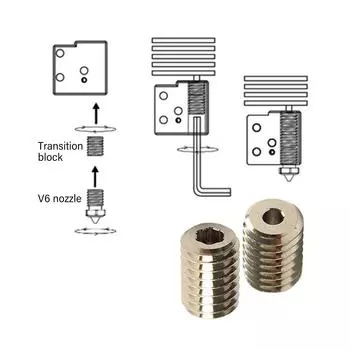 Медный соединитель сопла CHT с высоким расходом для адаптера V6 Volcano Hotend для блока нагревателя Volcano к адаптеру сопла V6