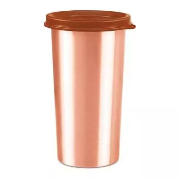 Медный стакан для питьевой воды с крышкой, 1 шт., 480 мл, Медь | 100% герметичный | Офис | Спортзал | Йога