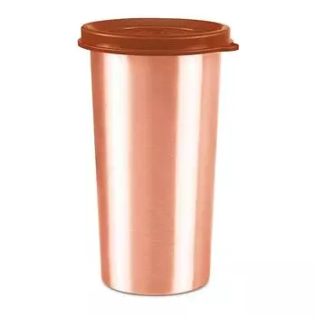 Медный стакан для питьевой воды с крышкой, 1 шт., 480 мл, Медь | 100% герметичный | Офис | Спортзал | Йога | Дом | Кухня | Походы