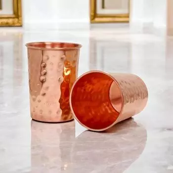 Медный стакан из чистой меди, пищевая медь, аюрведические преимущества для здоровья, ручная работа, посуда для напитков для воды, сока и детокс-напитков (Набор из 2)