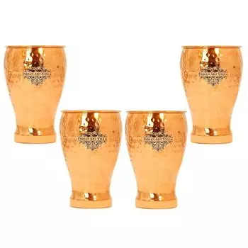 Медный стеклянный стакан, чеканный дизайн, посуда для напитков, 430 мл, набор из 4 штук