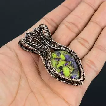 Медный стихтит, драгоценный камень, медная проволока ручной работы, подвеска для ювелирных изделий на День памяти 2.64 Inches зелёный