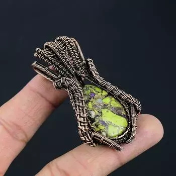 Медный стихтит, драгоценный камень, медная проволока ручной работы, подвеска для ювелирных изделий на День памяти 2.56 Inches зелёный