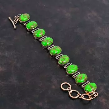 Медный Зеленый Бирюзовый Браслет Медный Браслет Регулируемый Браслет-Цепочка Уникальные Ювелирные Изделия Браслет Из Драгоценного Камня Ручной Работы Медные Ювелирные Изделия Для Подарков