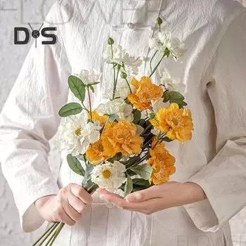 Medoc искусственная хризантема яркая ткань для украшения дома DIY имитация цветка зелёный