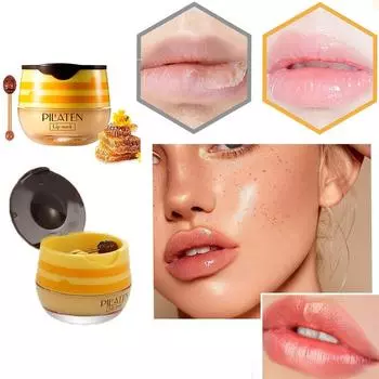 Медовая маска для губ с кисточкой, увлажняющий тонированный бальзам для губ, мягкие гладкие губы, твердый блеск для губ со скрытой кисточкой, предназначенный для портативного ухода за губами, ночного использования