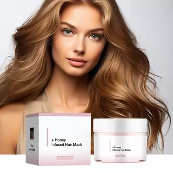 Медовая маска для волос увлажняет и питает, повышая эластичность волос, натуральные ингредиенты, глубоко питают волосы и обеспечивают им увлажнение. белый