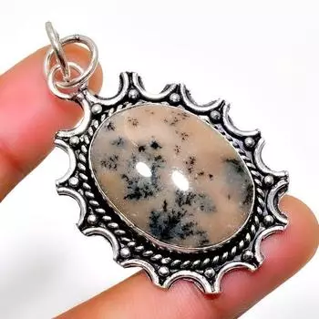 Медовый дендритный драгоценный камень 925 посеребренный кулон ручной работы 2,08 дюйма 2.08 мёд