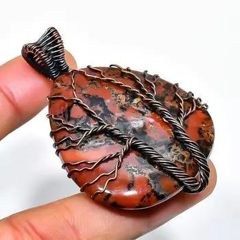 Медовый дендритовый драгоценный камень, ручная работа, медная проволочная обертка, кулон 2,05 дюйма 2.05 мёд