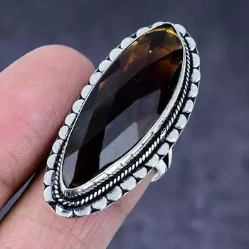 Медовый топаз драгоценный камень ручная работа серебро 925 пробы подарок ювелирное изделие кольцо размер 8 r1O04