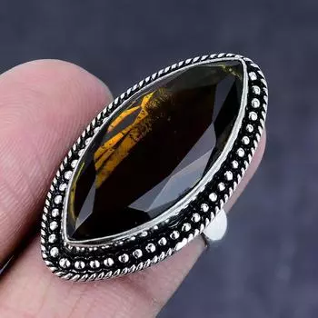 Медовый топаз драгоценный камень ручная работа серебро 925 пробы подарок ювелирное изделие кольцо размер 7 d6N42