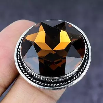 Медовый топаз драгоценный камень ручная работа серебро 925 пробы подарок ювелирное изделие кольцо размер 8 u3L68