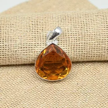 Медовый топаз Gemstone 925 Sterling Silver Jewelry Handmade Lovely Pendant для нее 1.377 Inches оранжевый