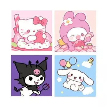 Медовый желудь Sanrio DIY Картина маслом 20X20, популярные корейские игрушки Kuromi