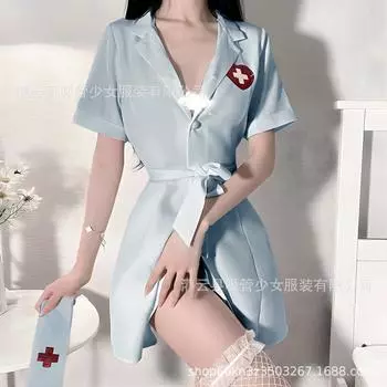 Медсестра чистая похоть красотка бант пояс стройное глубокое V One size