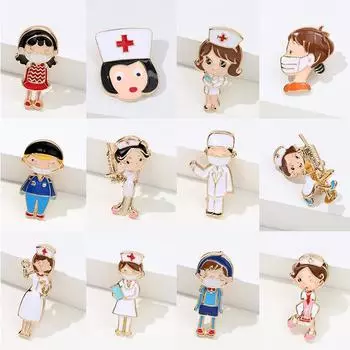 Медсестра милые ювелирные изделия медицинские броши стетоскоп красочная форма сердцебиения эмаль больничный врач 1