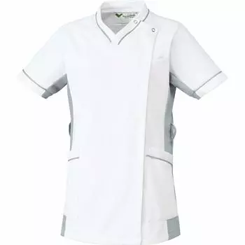 Медсестра Одежда Nursing 3D Quick Белый x Серебристо-серый LL [Midori Anzen] Скраб, Медицинский, Уход, Женский, Антистатический, Резка, Эластичный, Сушка, VEM121, Верх,