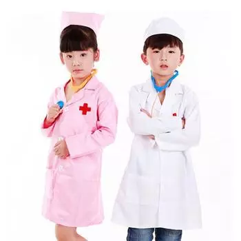 Медсестры и врачи играют в костюмы для профессионального опыта, белое пальто, костюмы для выступлений для детского сада