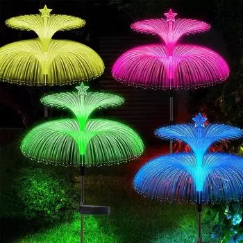 Медузный светильник для сада, градиентный светильник в виде медузы, солнечные светильники, водонепроницаемые, двухслойные/пятислойные, ландшафтные дорожки, газоны, декор для вечеринок