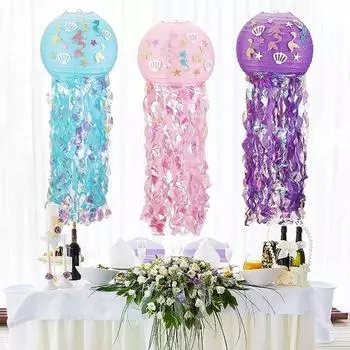Медузы Бумажные Фонарики Русалка Блестящие Подвески Подвески Океан Тематические Вечерние Украшения для Дня Рождения Принадлежности