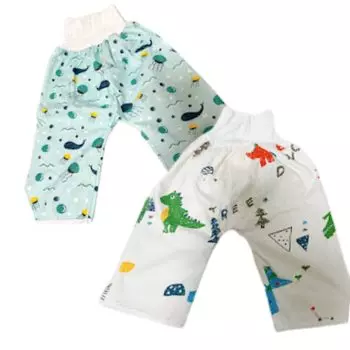 Медузы и динозавры Ночные трусики для предотвращения недержания мочи Набор из 2 хлопковых трусиков Тип спальных простудных трусиков Одеяло для предотвращения недержания мочи с