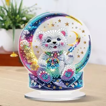 Медведь и Луна Алмазная картина Настольные украшения Набор акриловых настольных алмазных картин Наборы украшений для взрослых начинающих