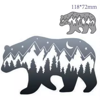 Медведь и северный олень, рождественский олень, металлические трафареты для скрапбукинга, тиснение, трафареты для изготовления карт, ремесленный декор Bear серебряный