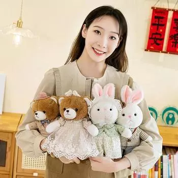 Медведь плюшевая игрушка милая кукла детская спящая кукла Shooti, мягкая, удобная, забавная плюшевая кукла, подарок для друзей, милое украшение, реквизит для стрельбы 1 шт. One Size