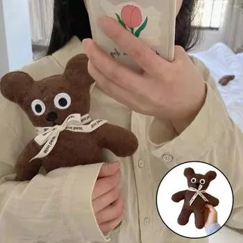 Медведь, плюшевая кукла с глазами, очаровательный бант на шнуровке, большие плюшевые игрушки, печенье, медведь, игрушка-компаньон, успокаивающая мягкая игрушка Bear