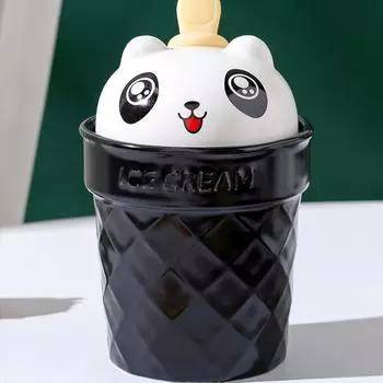 Медведь с крышкой ложка мультфильм милый набор керамическая чашка мороженое креативная индивидуальная кружка домашняя пара чашка 320ML
