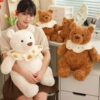 Медведь с нагрудником плюшевая кукла подушка мягкая и удобная мягкая игрушка подарок на праздник отправить друзьям и семье декор спальни 28cm