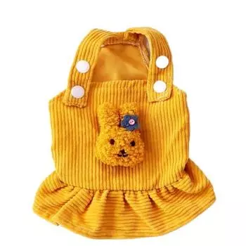Медведь Удобное Мягкое Вельветовое Платье для Собаки Кошачий Жилет Кошачья Юбка Одежда для Собаки XXL жёлтый