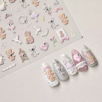 Медведь Яркие Кристальные Наклейки Для Ногтей Милые Наклейки DIY Творческий Декор to4067