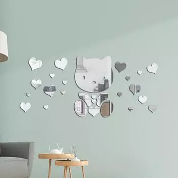 Медведь зеркало настенная наклейка детская комната макет стены прикроватная наклейка картина акрил 3d трехмерный