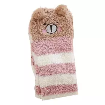 Медвежьи чулки выше колена в полоску из кораллового флиса Сладкие зимние чулки Женские Женские Style B