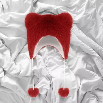 Медвежьи уши шапка-ушанка защита ушей для кемпинга катания на лыжах фестивалей рыбалки красный