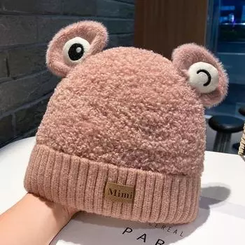 Медвежьи ушки плюшевые шапки шапка зимняя милая теплая утолщенная вязаная шапка шапки корейская милая защита ушей женские шапки подарки One Size