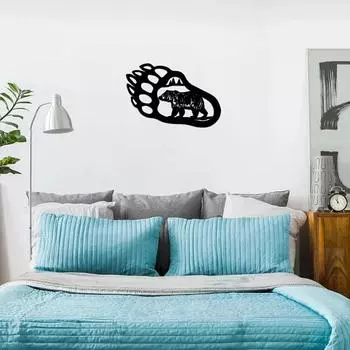 Медвежья лапа Настенное украшение Металлический настенный декор Современный настенный декор Гостиная Спальня Декор Наклейка Фреска Подвесное настенное искусство светло-серый