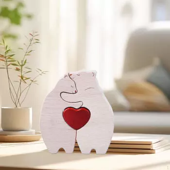 Медвежья семья деревянная художественная головоломка медведи орнамент обучающая игрушка, семейный сувенир, деревянный 2 bears