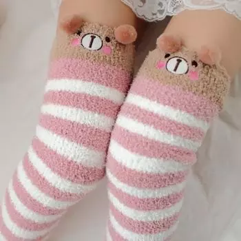 Медвежонок теленок снег Scoks мультфильм зимние чулки женские коралловые флисовые чулки детские чулки Style G