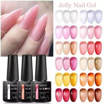 MEET ACROSS Желейный Гель-лак для ногтей Розовый телесный цвет Гель Vernis Полуперманентный маникюр УФ-гель для дизайна ногтей Верхнее покрытие Лак для ногтей DT86