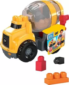 Mega Blocks Mega Blocks CAT Бетономешалка для детей от 1 года и старше и GFG11 (МЕГА БЛОКИ) [9 штук] [1 вверх] жёлтый
