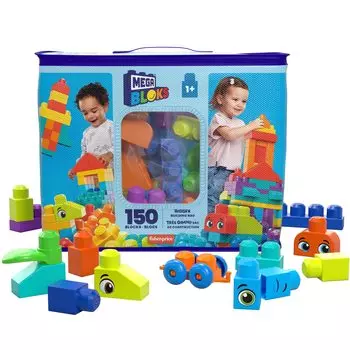 Мега Блоки (МЕГА БЛОКИ) Больше Mega Blocks для детей от 1 года и старше, упаковка из 150 блоков [от 1 года и старше] HHM96