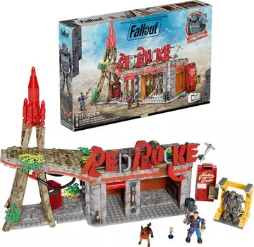 MEGA Fallout Фигурка-конструктор Красная ракета Truckstop 824 детали 2 подвижных персонажа и аксессуары для коллекционеров