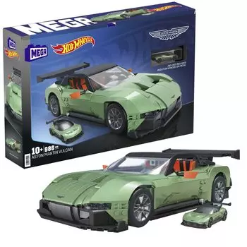 MEGA Hot Wheels Aston Martin Vulcan of Block поставляется с 1 литой машинкой возрастом 10 лет и HMY97 [Набор блоков] [Количество деталей: 986] [10 вверх]