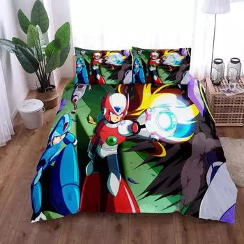 Mega Man Childhood Duvet Cover Set King Queen Double Full Twin Single Size Bed Linen Set EU single(135x200cm)