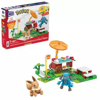 MEGA Pokemon Adventure World Пикник на холме с Иви и Риолу и столом из блока 163 года и HDL80 ~Набор зонтиков~ [Набор блоков] [Номер