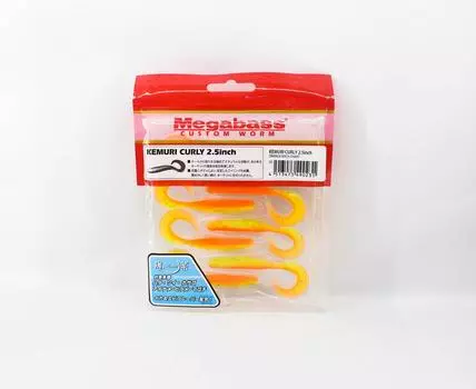 Megabass Soft Lure Kemuri Curly 2,5 дюйма, оранжевая задняя часть, диаграмма (0231)