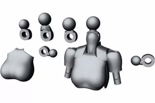 Megami Device M.S.G 01 Tops Set Black Height approx. 20mm 11 scale plastic model, KP594