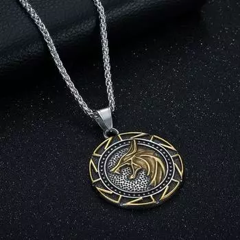 Megin D Нержавеющая сталь титан хип-хоп панк викинг голова волка тотем кулон воротник цепи ожерелье для мужчин женщин подарок ювелирные изделия 60cm